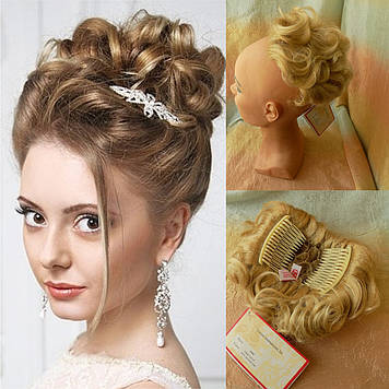 Шиньон накладка коротка на гребінцях пшеничний блонд мікс 988-24Н613