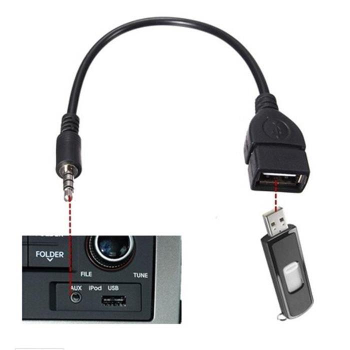 Кабель AUX Аудіо 3.5 мм USB 2.0 (Чорний) Шнур Перехідник