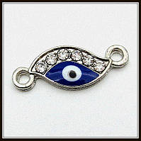 Конектор зі стразами "оч Хамса" срібло (2,2х0,8 см)