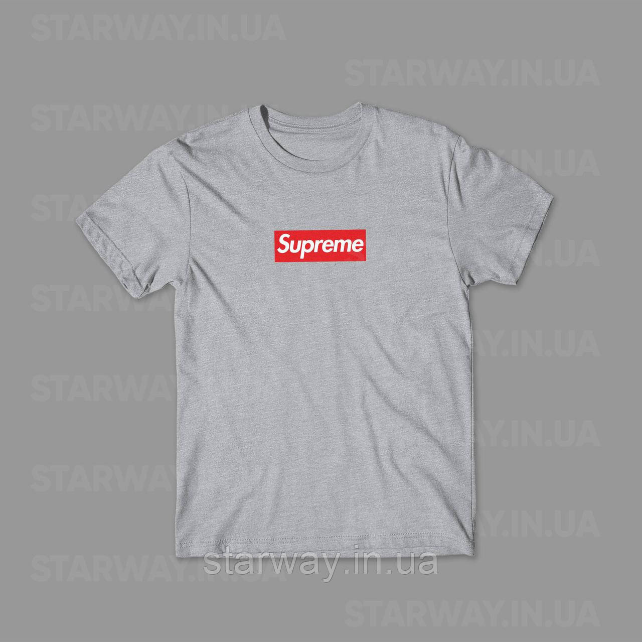 Стильна сіра футболка supreme logo