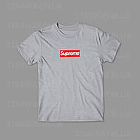 Стильная серая футболка supreme logo