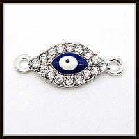 Конектор зі стразами "оч Хамса" срібло (2,6х1,1 см)