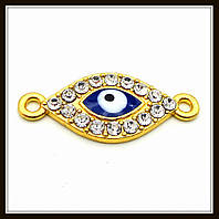 Конектор зі стразами "очего Хамса" золото (2,6х1,1 см)
