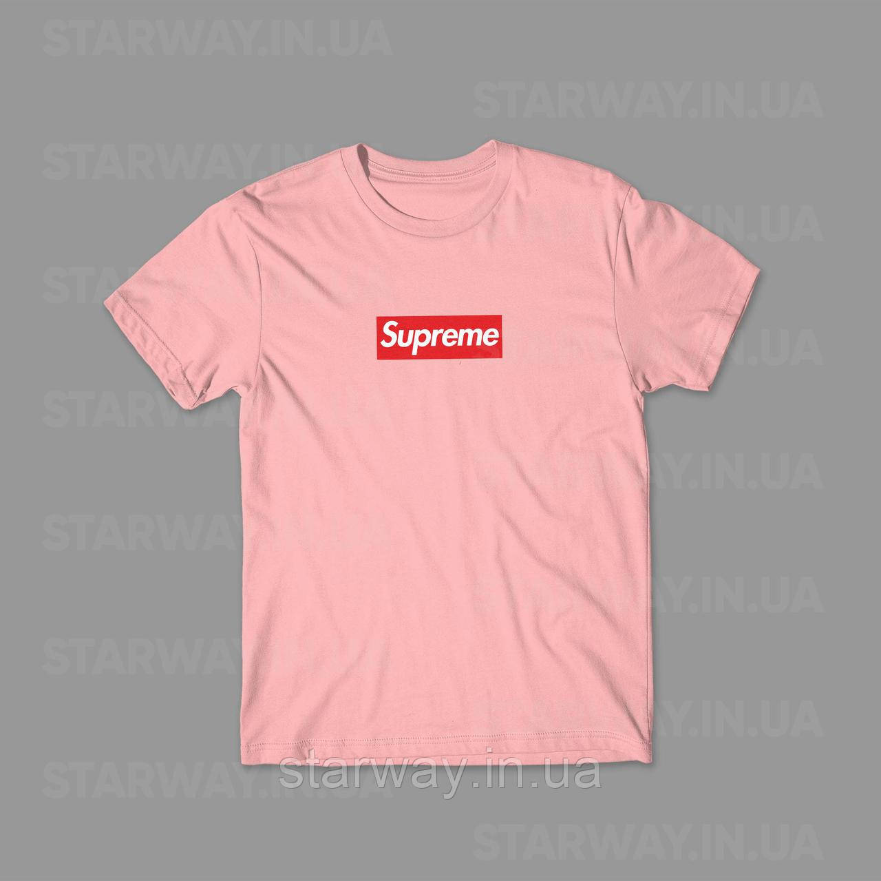 Стильна рожева футболка supreme logo