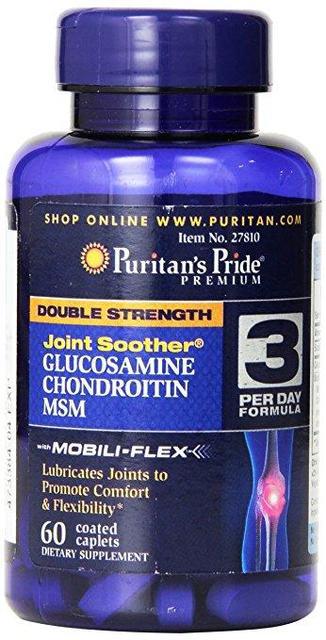 Хондропротектор Puritan's Pride Glucosamine Chondroitin MSM Double Strength 60 caps, фото 1