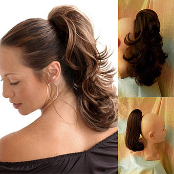 Хвіст шиньон двухсторонній на крабі каштановий Т95-33