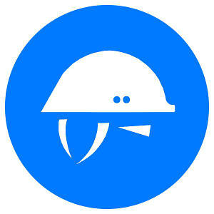 Знак Працювати в касці! d-150 с-к плiвка