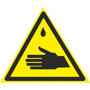 Знак Обережно! їдкі речовини 150мм с-к плiвка