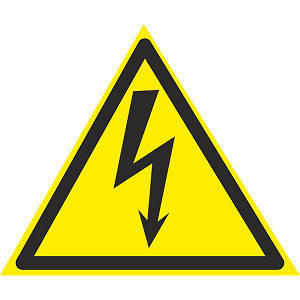 Знак Обережно! Електрична напруга 150мм с-к плiвка