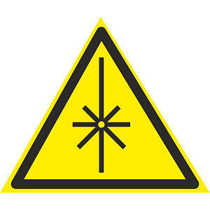 Знак Обережно! Випромінювання лазера 150мм с-к плiвка