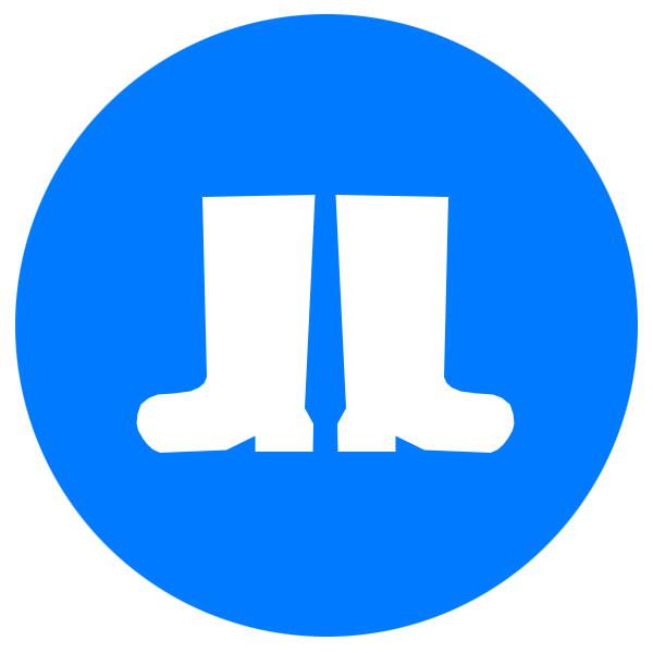 Знак Працювати в захисному взутті! d-150 пластик ПВХ