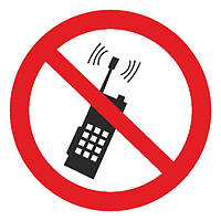 Знак Запрещается пользоватся мобильным телефоном d-250 мм пластик ПВХ