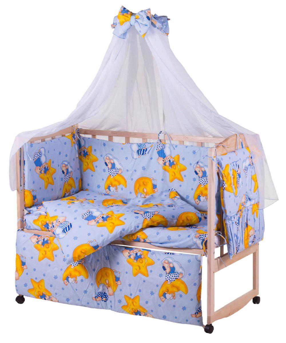 Детская постель Qvatro Gold RG-08 голубой (мишки спят, луна)