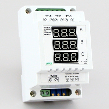 Цифровой амперметр переменного тока 3-х фазный на DIN-рейку (300А) АМ-300-Д-3 - фото 1 - id-p515019631