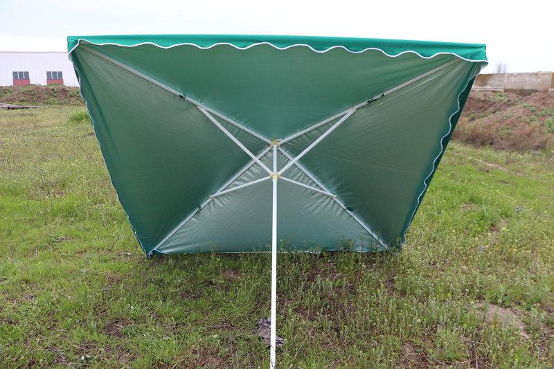 Квадратний парасолька для відпочинку або торгівлі з срібним напиленням, розмір 200 Х 300 див.