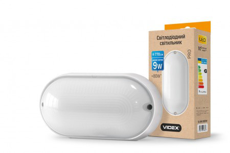 Світлодіодний LED світильник Овал 9W 5000K 800Lm IP65 Videx, для ЖКХ