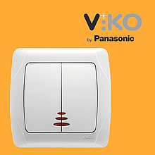 Вимикач 2-х клавішний з підсвіткою VIKO Carmen