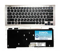 Оригинальная клавиатура для ноутбука SONY VGN-SR series, rus, black, серая рамка