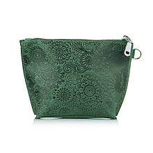 Жіноча косметичка на блискавці з тисненням "Мистецтво мехенди" з натуральної шкіри