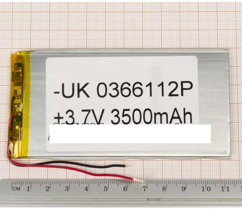 Акумулятор літієво-полімерний універсальний 0366112 (Li-Pol 3.7 В 3500 мА·год), (112*66*3 мм)