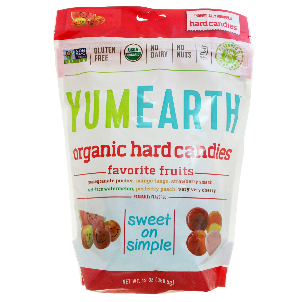 Цукерки натуральні Найсвіжіші Фрукти, Yummy Earth, Organic Candy Drops, Freshest Fruit, 370 г, 85 штук