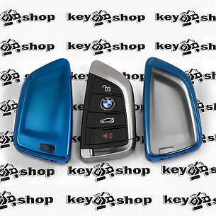Чохол (синій, поліуретановий) для смарт ключа BMW (БМВ), кнопки без захисту, фото 2