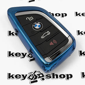 Чохол (синій, поліуретановий) для смарт ключа BMW (БМВ), кнопки без захисту, фото 2
