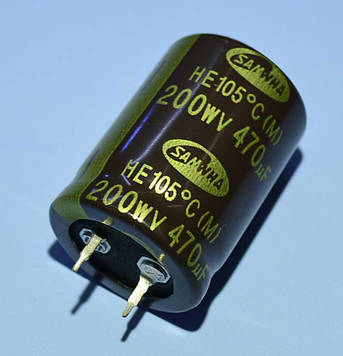 Конденс. електрол. snap-in 470мкФ 200В Samwha 105*С HE 25*35