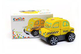 Дитячий дерев'яний конструктор машинка Taxi(Таксі) Cubika(Кубики)13159.Дерев'яні іграшки