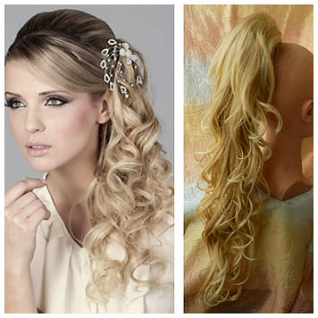 Хвіст шиньон хвилястий на крабі пшеничний блонд мікс SP3-middle