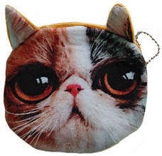 Дитячий гаманець, м'який 3D кішка сумна