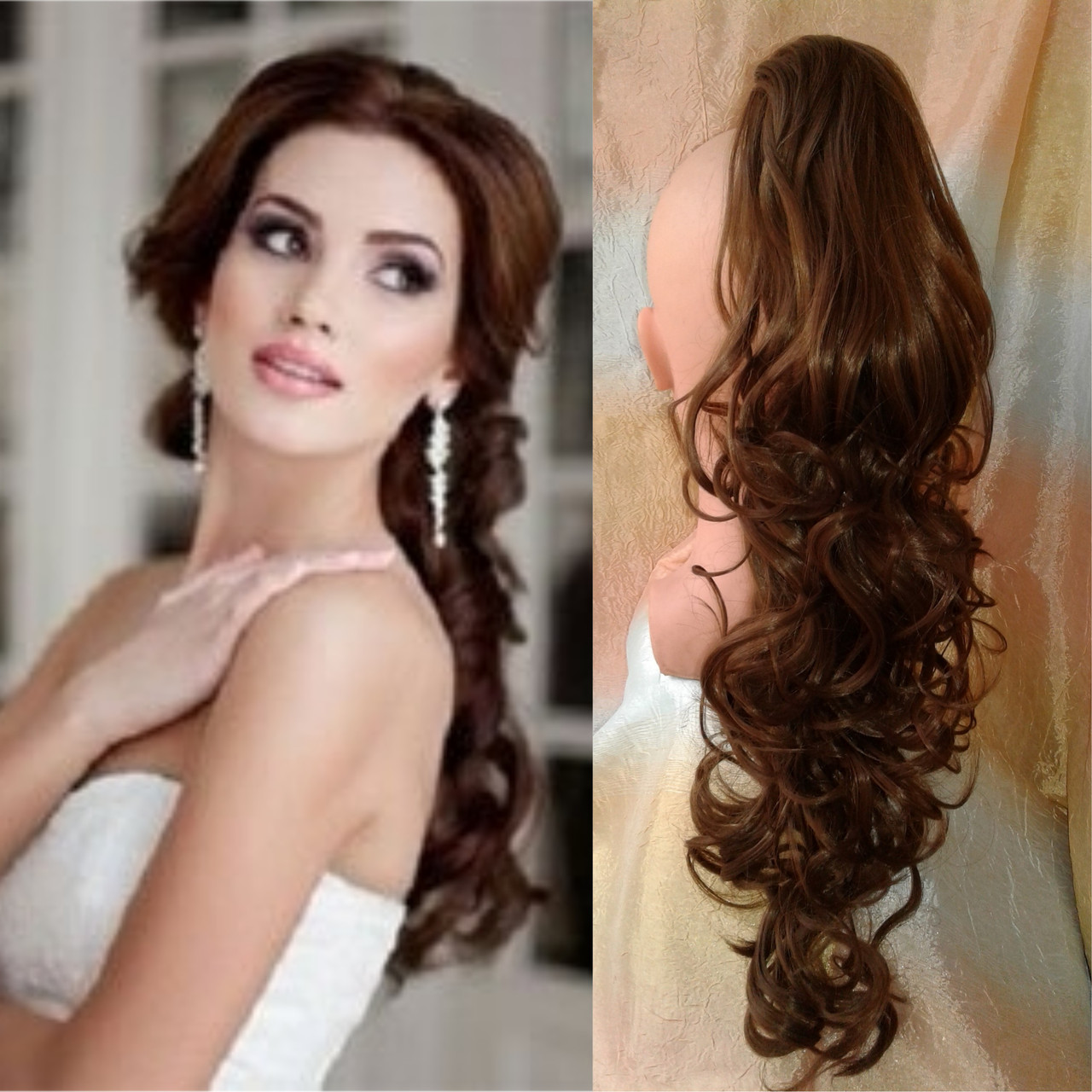 Хвост волнистый на крабе светло-русый GLOBAL 1240-12, фото 1