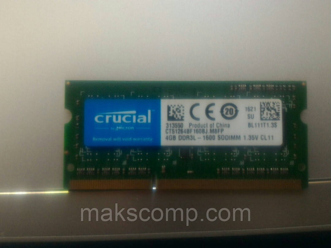 Crucial 4Gb So-DIMM PC3L-12800S DDR3-1600(CT51264BF160BJ-M8FP)