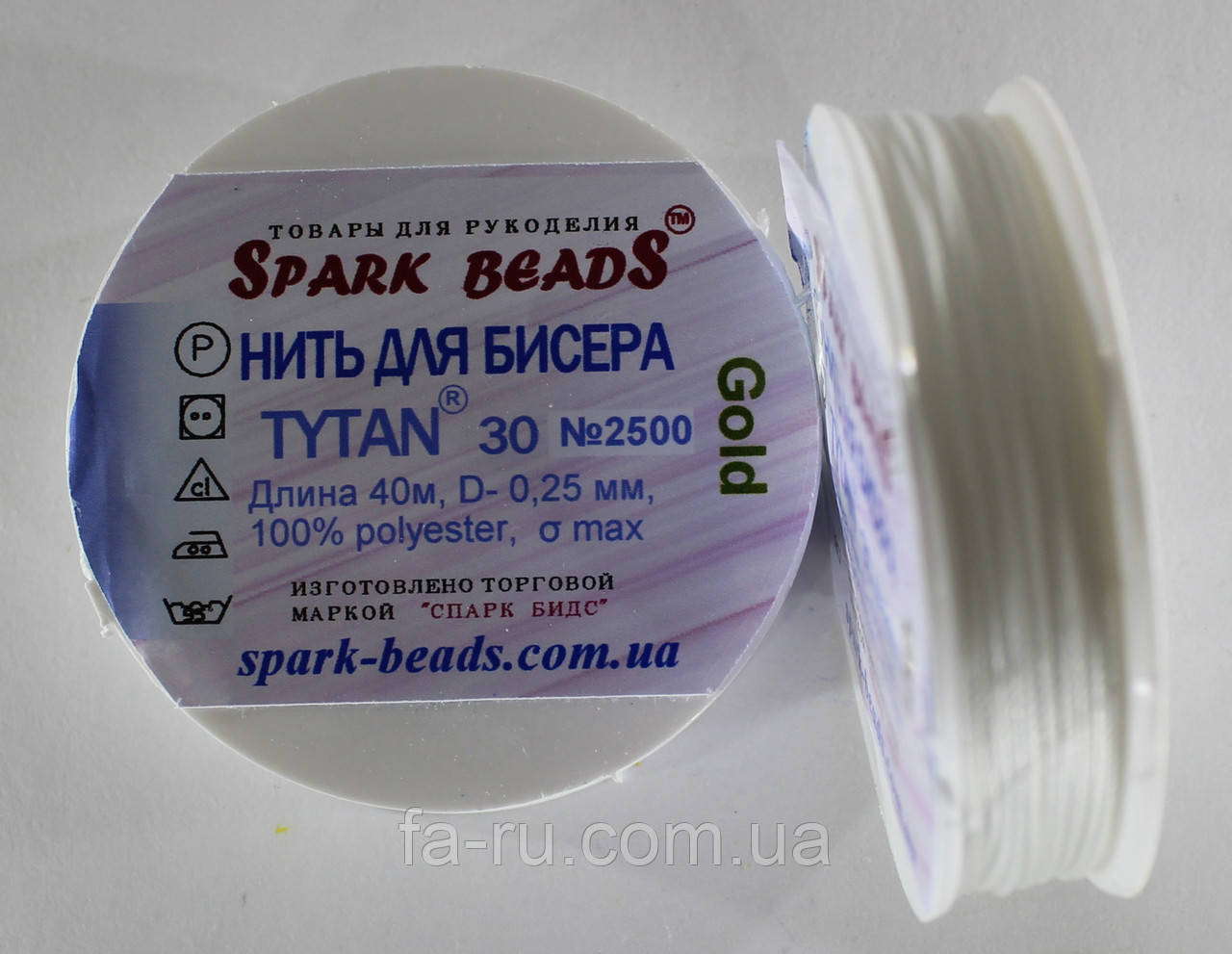 Нитка для бісеру TYTAN 30 No2500 GOLD. Білий (білосніжний) 40 м