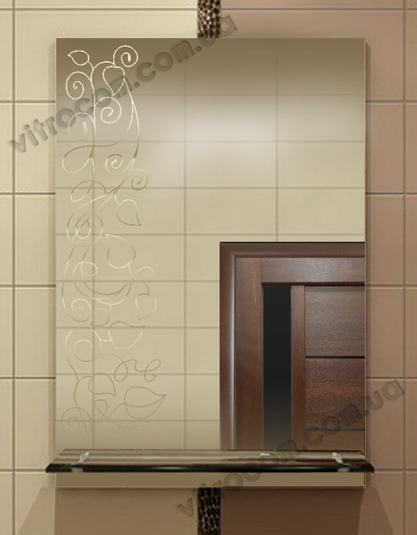 Дзеркало zk-5 з контурним малюнком і полицею 70х50 см, фото 1