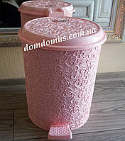 Ведро с педалью "Ажур" 6 л Elif Plastik, Турция, розовое