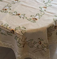 Скатертина лляна для квадратного столу з вишивкою 90*90 см