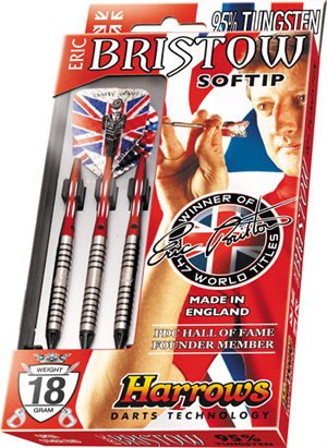 Дротики дартс з вольфраму Eric Bristow "Harrows" Англія 18 грам для гри в класичний та електронний дартс, фото 2