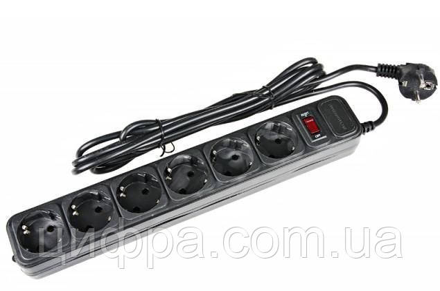 Мережевий фільтр Gembird 3 m, 6 розеток, чорний
