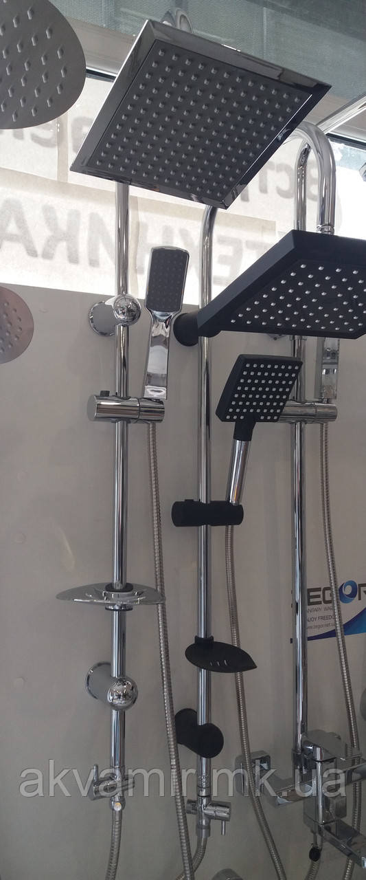 Душова стійка NOVA Berlin з тропічним душем (Туреччина) квадратна лійка, фото 1