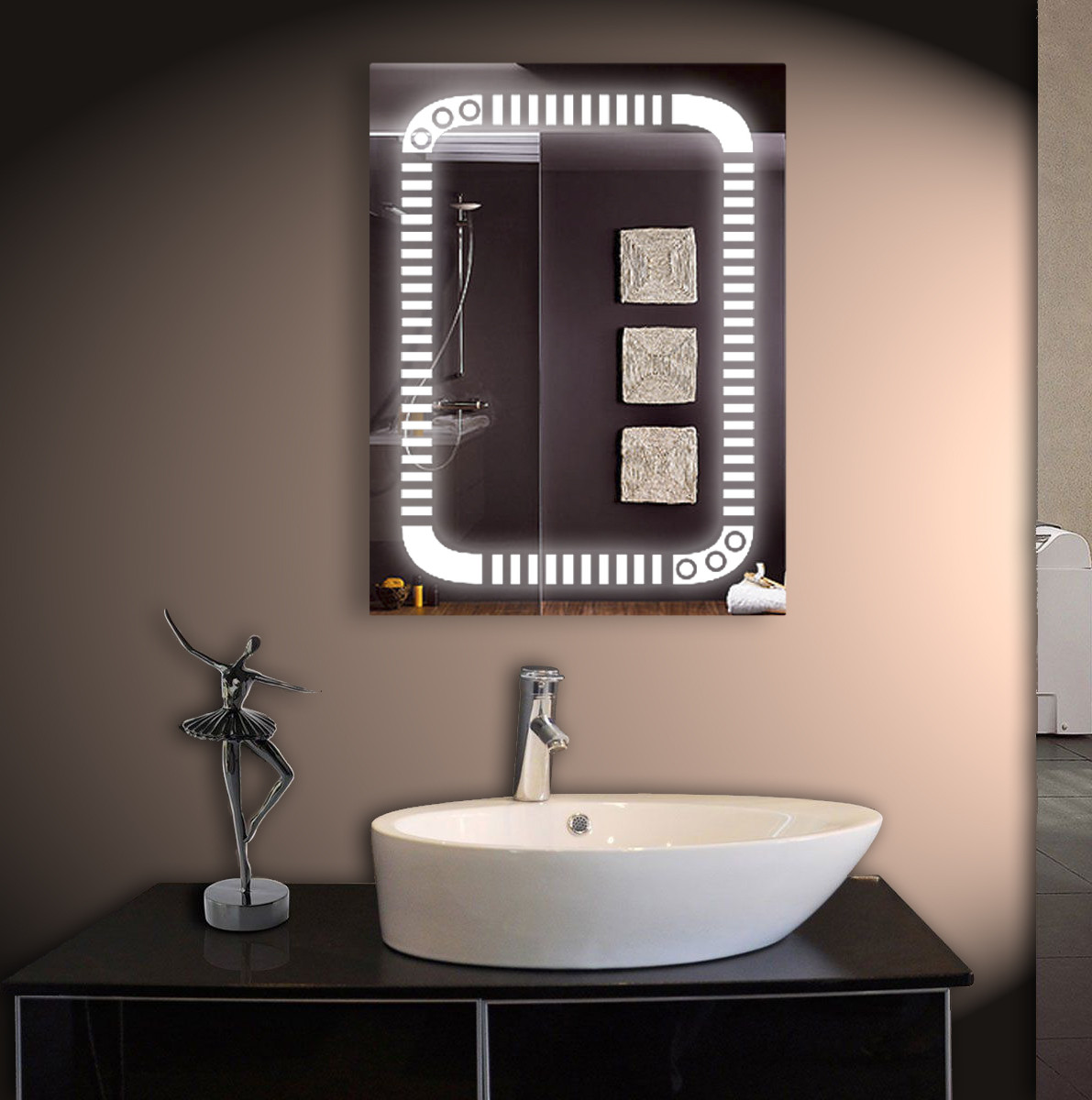 Дзеркало для ванної LED ver-3022 600х800, дзеркало з підсвіткою