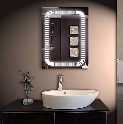 Дзеркало для ванної LED ver-3022 600х800, дзеркало з підсвіткою, фото 1