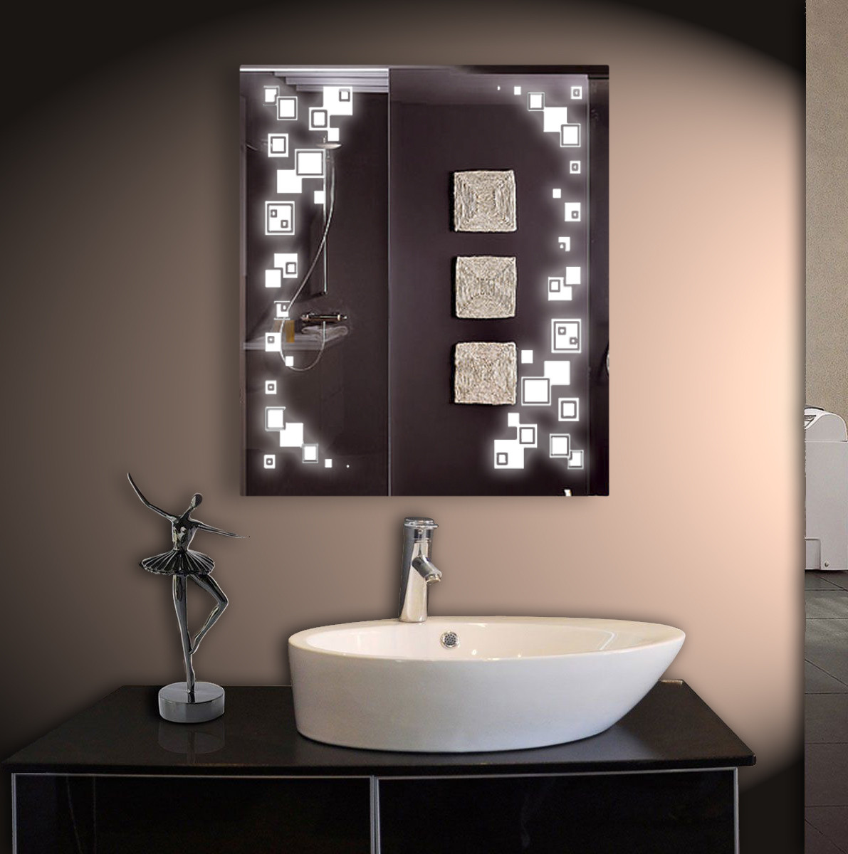 Дзеркало для ванної LED ver-3032 683х800, дзеркало з підсвіткою
