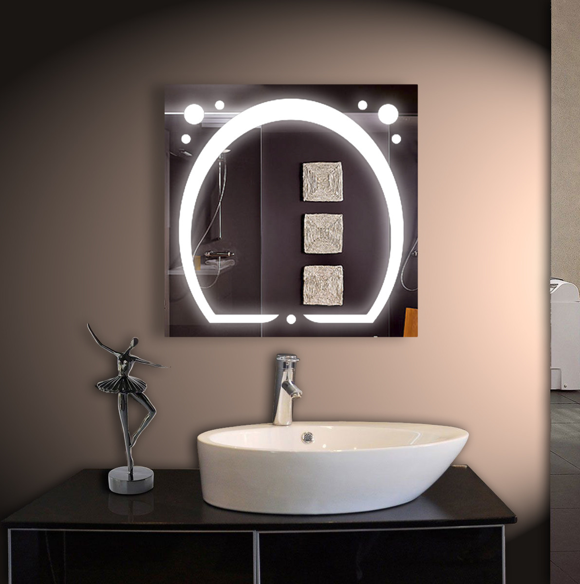 Дзеркало для ванної LED ver-3038 800х800, дзеркало з підсвіткою