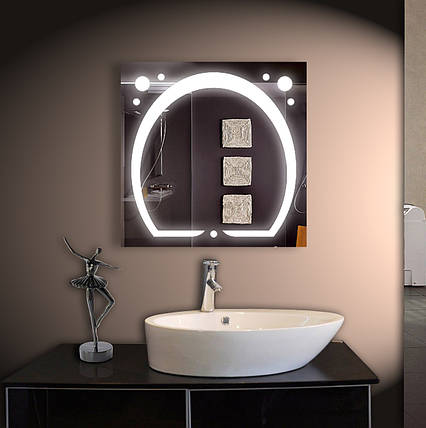 Дзеркало для ванної LED ver-3038 800х800, дзеркало з підсвіткою, фото 1
