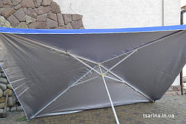 Торгова парасолька 2х2 клапан, срібло, біла труба,прошиті кути, фото 3