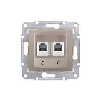 Розетка SDN4201168 телефонна подвійна RJ11 титан Sedna Schneider, 4338