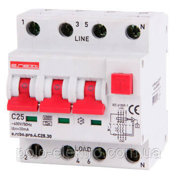 Дифавтомат e.rcbo.pro.4.С32.30 4р 32А З 30мА E. NEXT