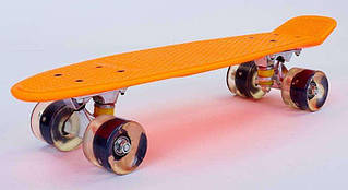 Пені Борд жовтогарячо-чорний LED WHEELS зі світними колесами