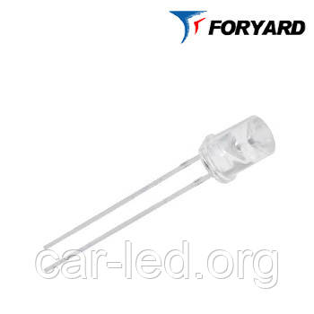 Світлодіод 5 мм. FYL5042 UYC (590nm, жовтий, прозорий), 1000-1200 mcd, 100 ° FORYARD
